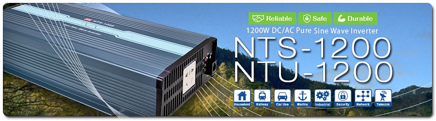 Серия MEAN WELL NTS/NTU-1200 — DC-AC инвертор «чистый синус», NTU-1200 с функцией ИБП 17